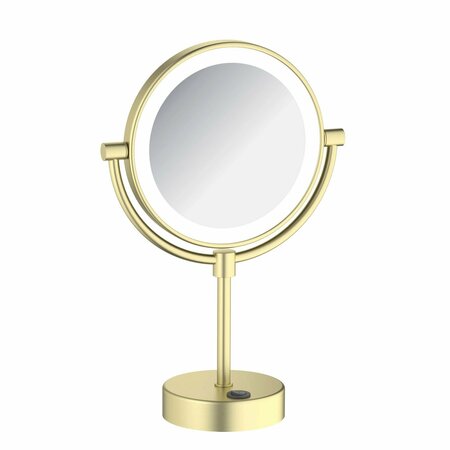 KIBI Circular LED Free Standing Magnifying Make Up Mirror - Brushed Gold KMM104BG